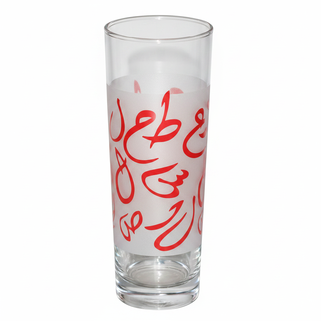 Arabic Calligraphy Frosted Glass Tumblers – Handmade Decorative Collection