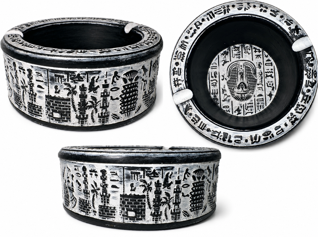 Egyptian Pharaoh Decorative Ashtray – Handcrafted Resin Ashtray with Hieroglyphic Design