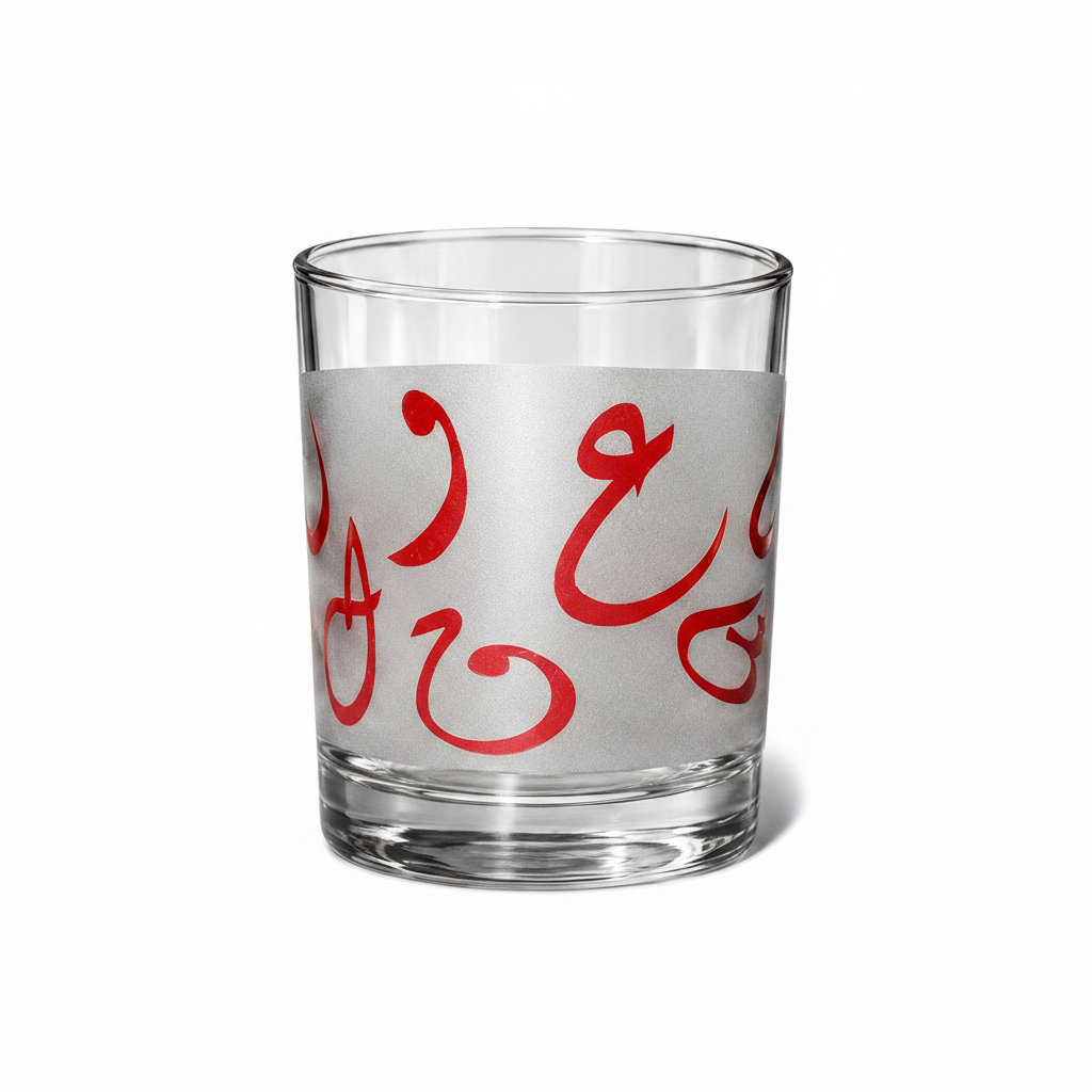 Arabic Calligraphy Frosted Glass Tumblers – Handmade Decorative Collection