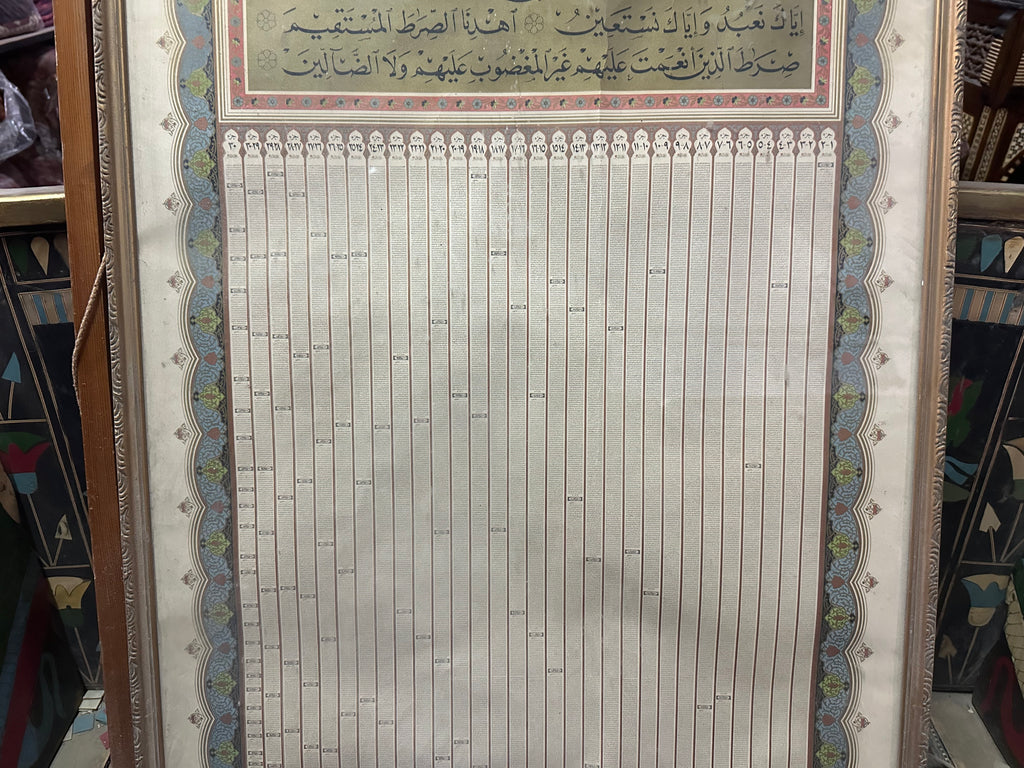 Ottoman Qur'an Wall Chart (c.1900) – Handwritten Islamic Calligraphy Manuscript