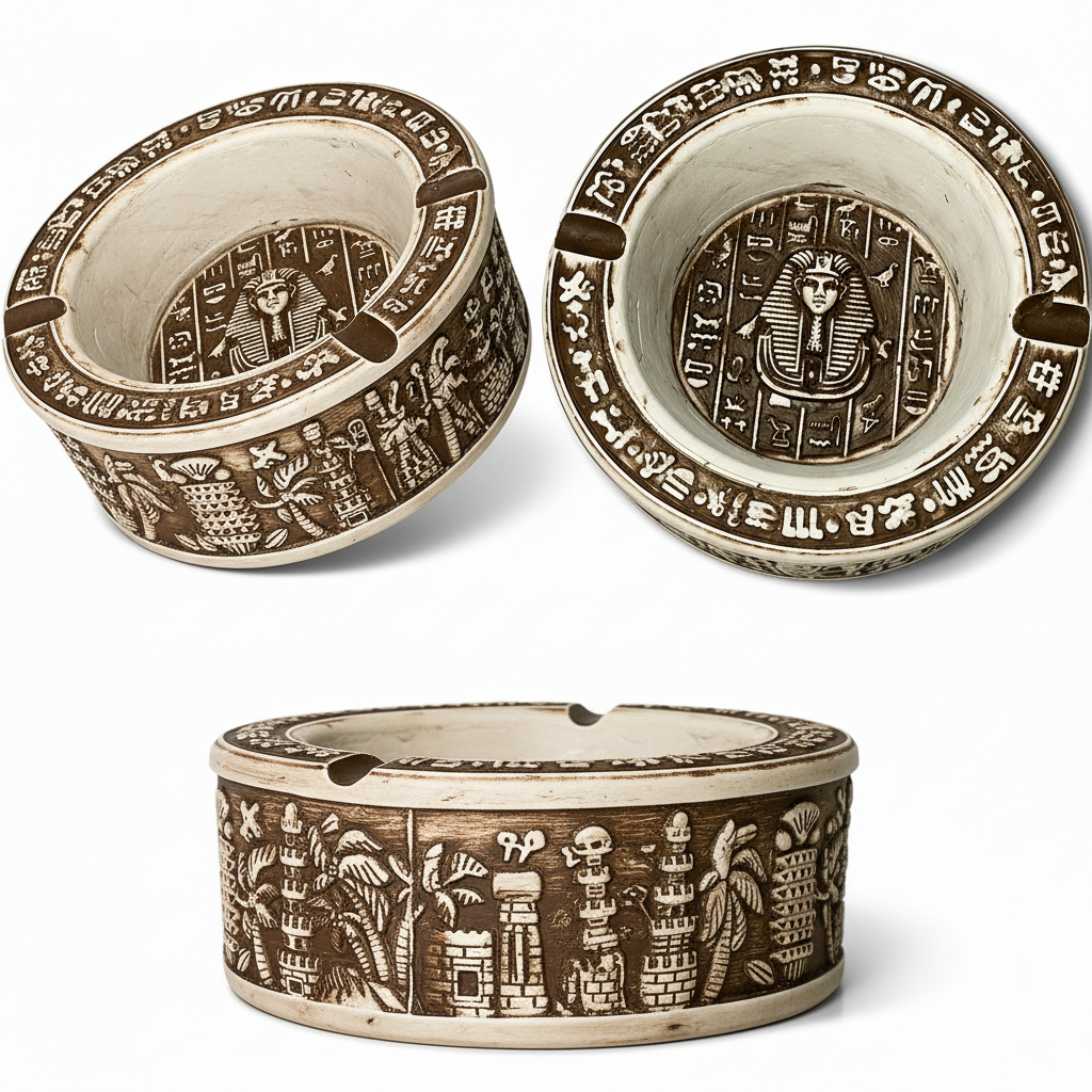 Egyptian Pharaoh Decorative Ashtray – Handcrafted Resin Ashtray with Hieroglyphic Design