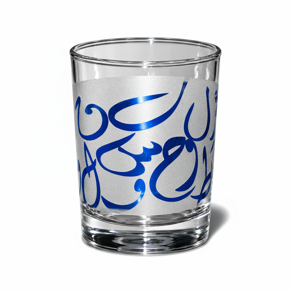 Arabic Calligraphy Frosted Glass Tumblers – Handmade Decorative Collection