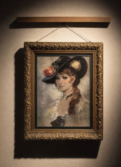 French Belle Époque Portrait (c.1900) – Gilded Art Nouveau Frame
