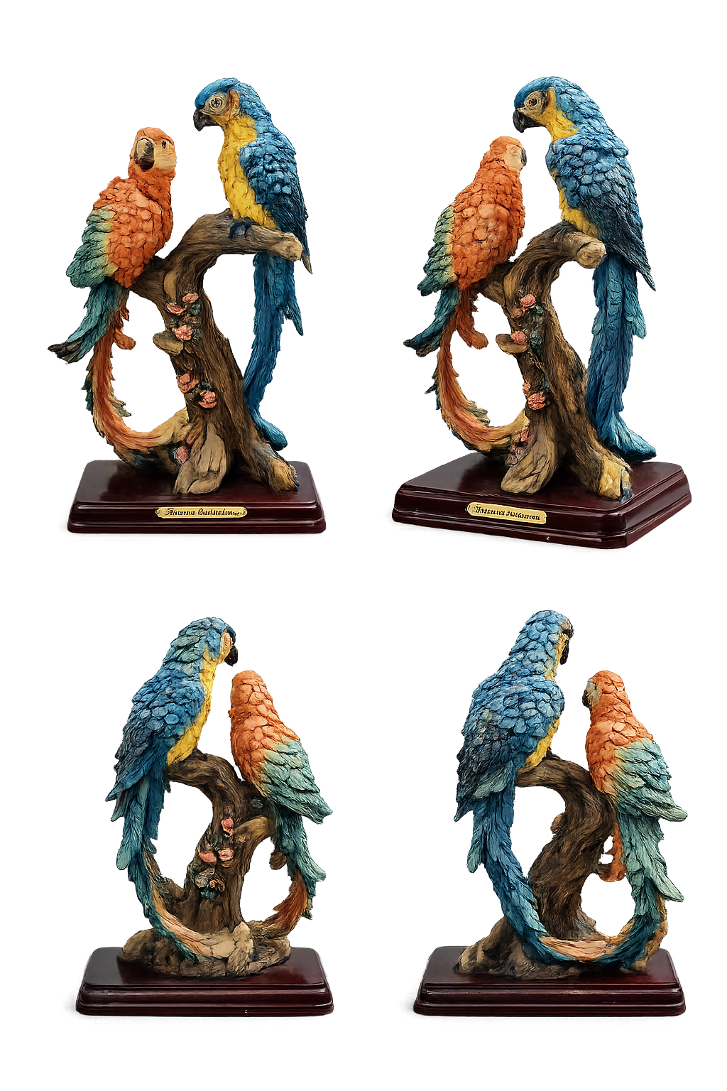 Parrot Pair on Tree Branch Decorative Figurine