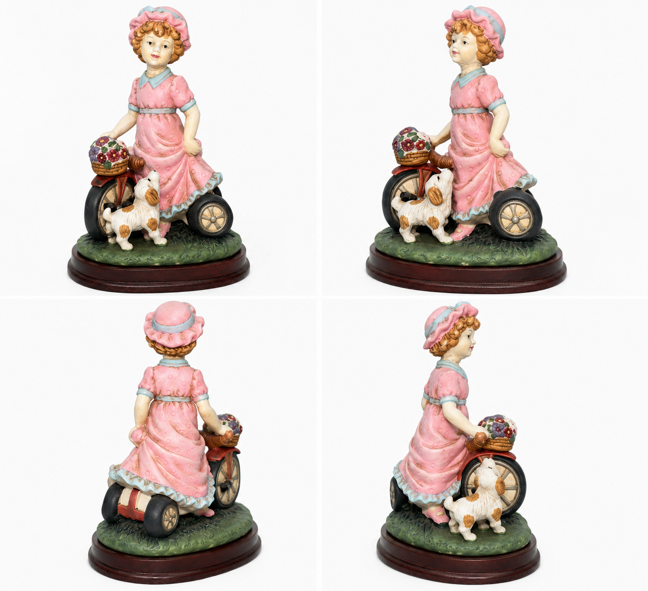 Vintage Hand-Painted Little Girl with Tricycle & Dog Figurine